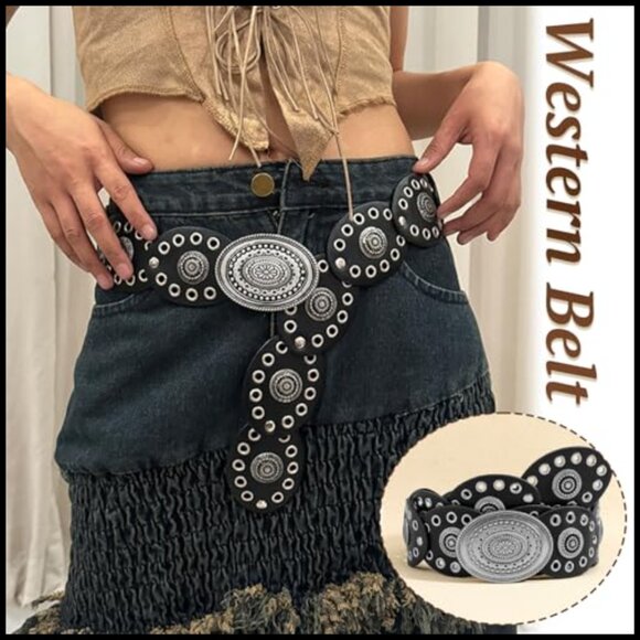 Chunky Western Belt Boho Cowgirl Style Adjustable PU Leather Festival Wear main image 4